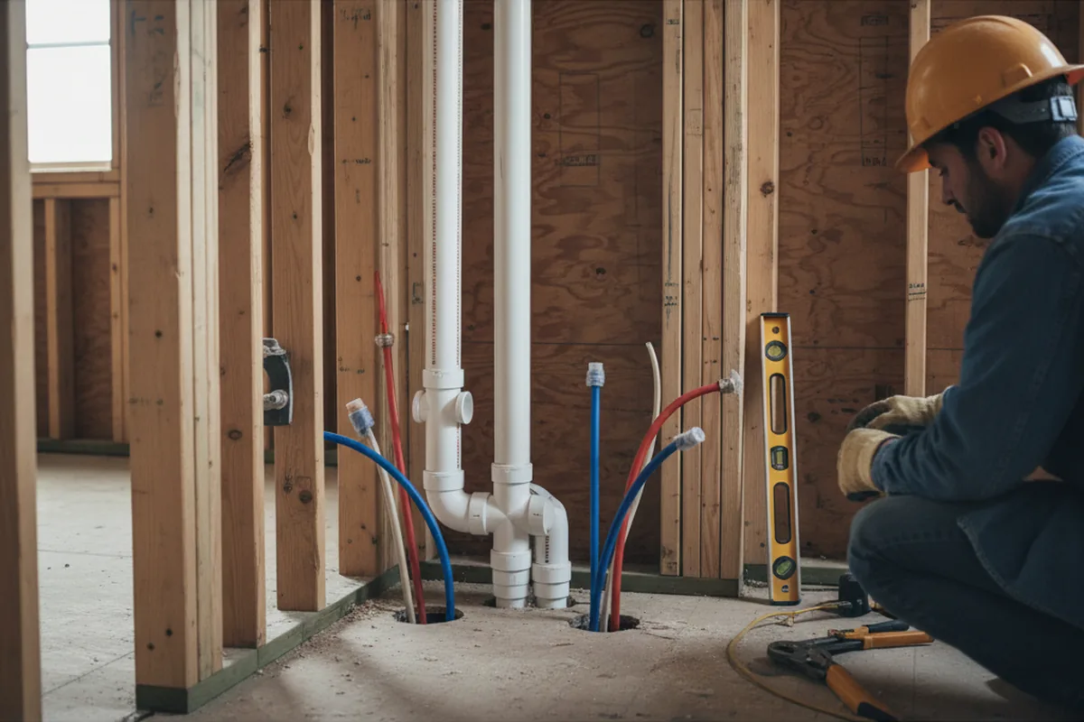 Drain and supply rough-in during Sump Pump Repair in Chester Gap